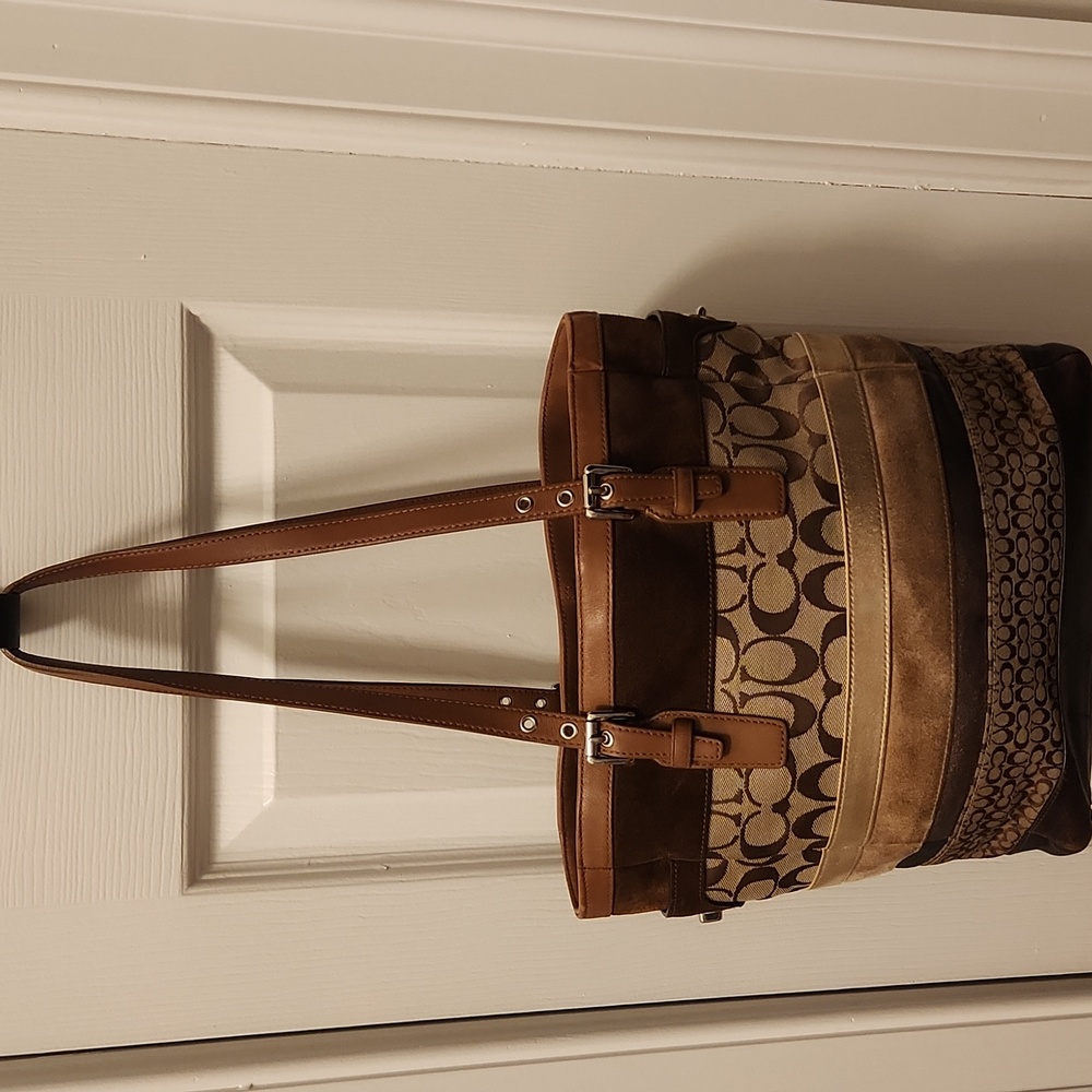 Coach Brown and Tan Tote Bag